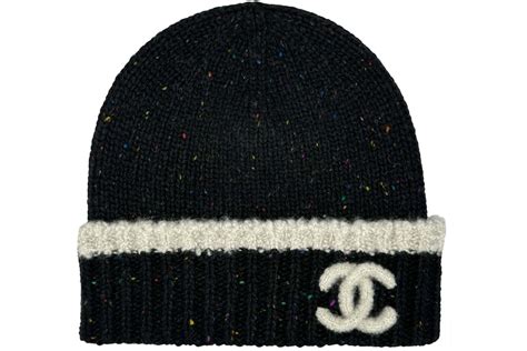 chanel cloche black multicolor cc logo beanie|Chanel cotton headband.